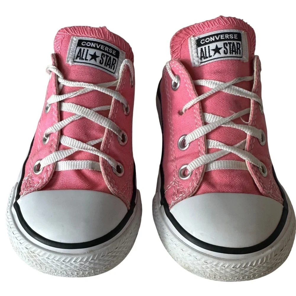 Converse All Star Shoes Sneakers Toddler Girls Sz 7 Pink White Lo Top